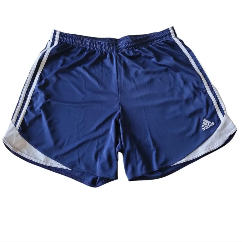 ADIDAS Blue/White Stripe ClimaCool 100% Polyester Athletic Shorts Size‎ L